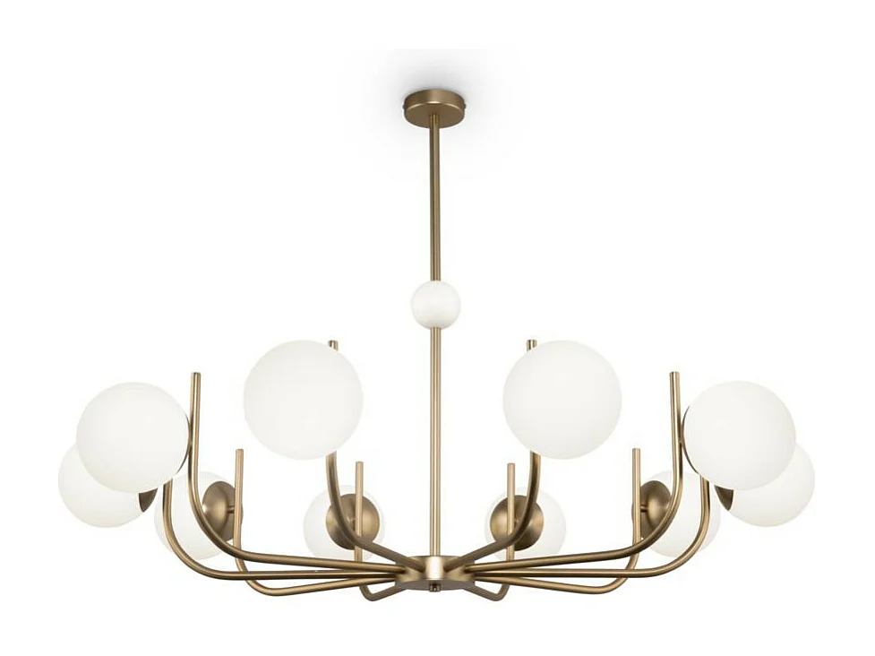 Maytoni Rendez-Vous Maytoni Modern Rendez-vous Modern Rendez-vous Plafonnier suspendu en laiton à 10 ampoules avec abat-jour en verre