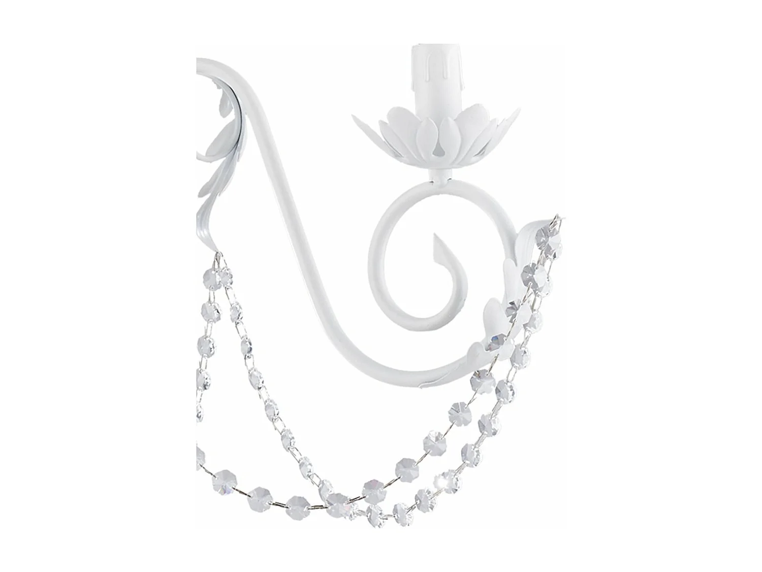 Damasco Lustre en fer laqué blanc décoration effet shabby chic et strass cristal 3 lumières 120 d.47 BL77-3-BCO