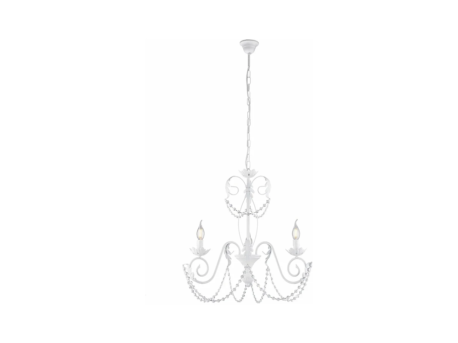 Damasco Lustre en fer laqué blanc décoration effet shabby chic et strass cristal 3 lumières 120 d.47 BL77-3-BCO