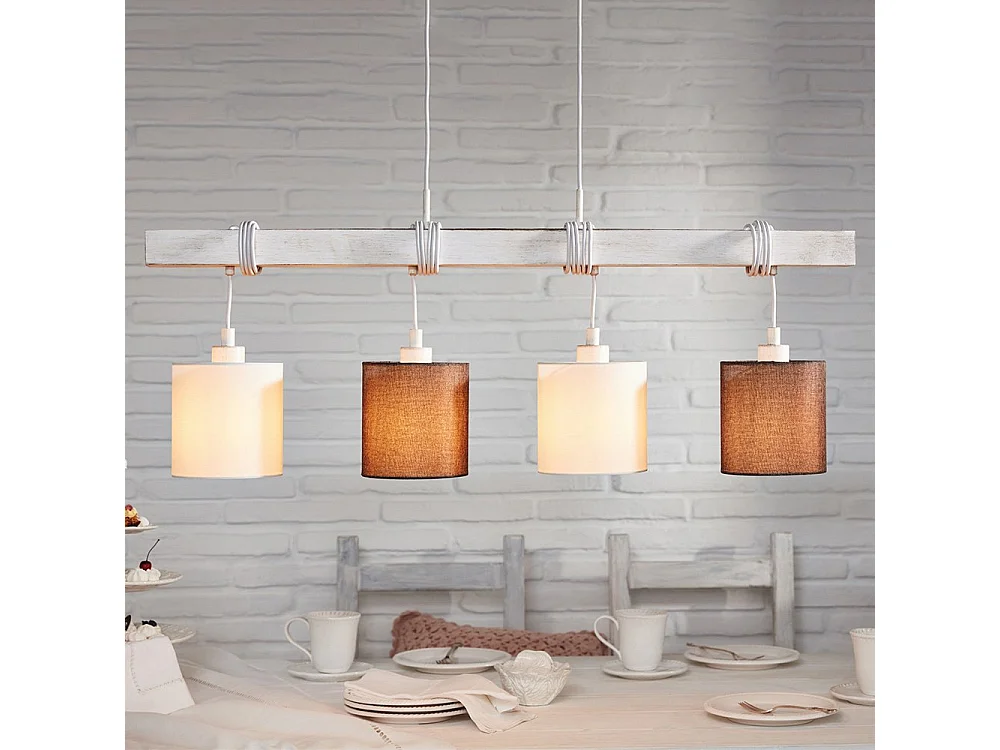 Lampadario Industrial Townshend 2 4 Luci Metallo Bianco E Bianco Patinato