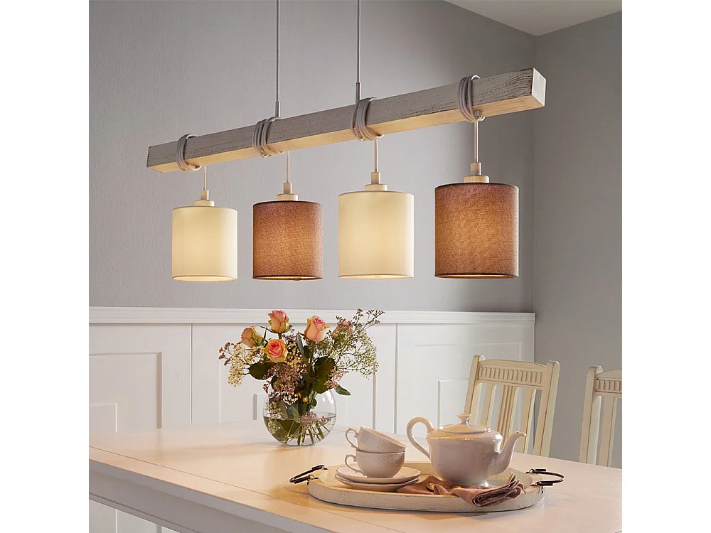 Lampadario Industrial Townshend 2 4 Luci Metallo Bianco E Bianco Patinato