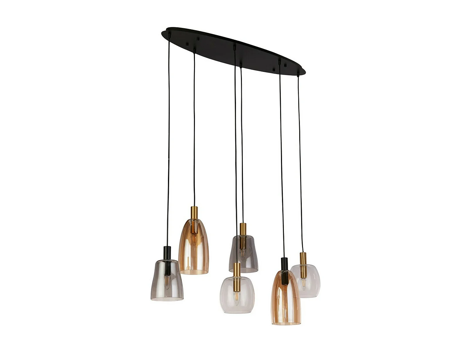 Searchlight Divine Lampadario a goccia multiluce a 6 luci nero, vetro colorato