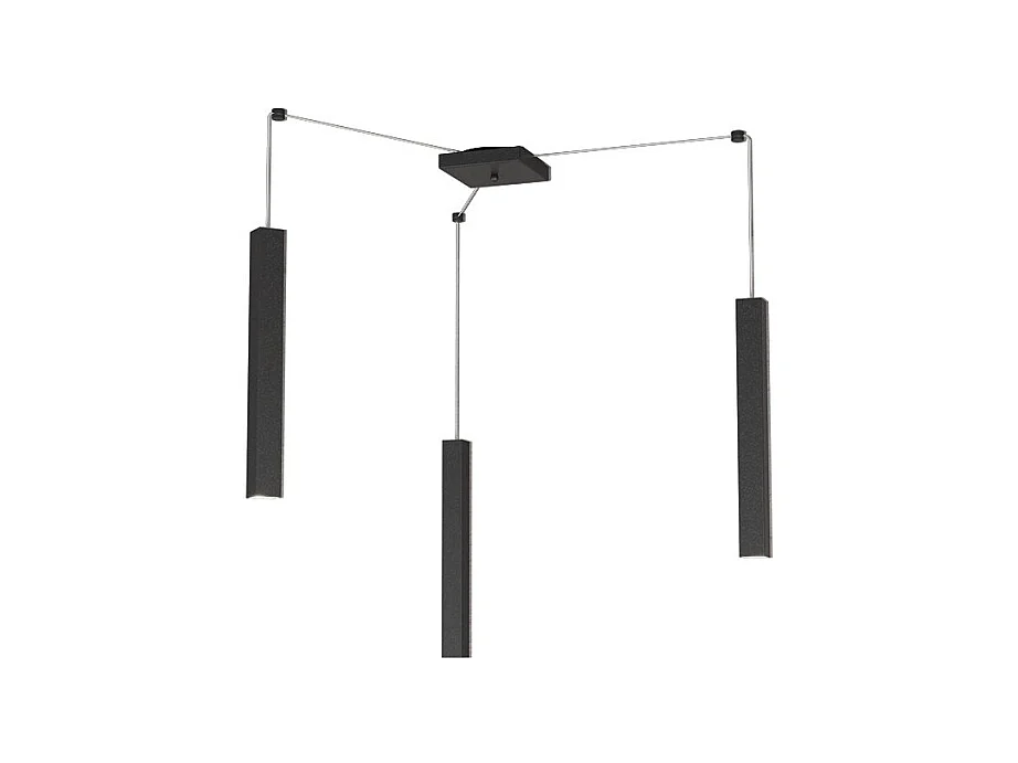 Sospensione Moderna Square Tube Metallo Nero 3 Luci Gu10