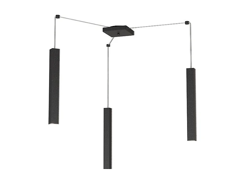 Square Tube Sospensione 3 Luci Nero Cavo Cm.250 Con Base