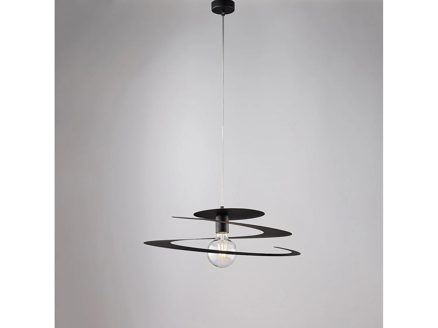 Sospensione Moderna 1 Luce Spring Ferro Laccato Nero Taglio Laser