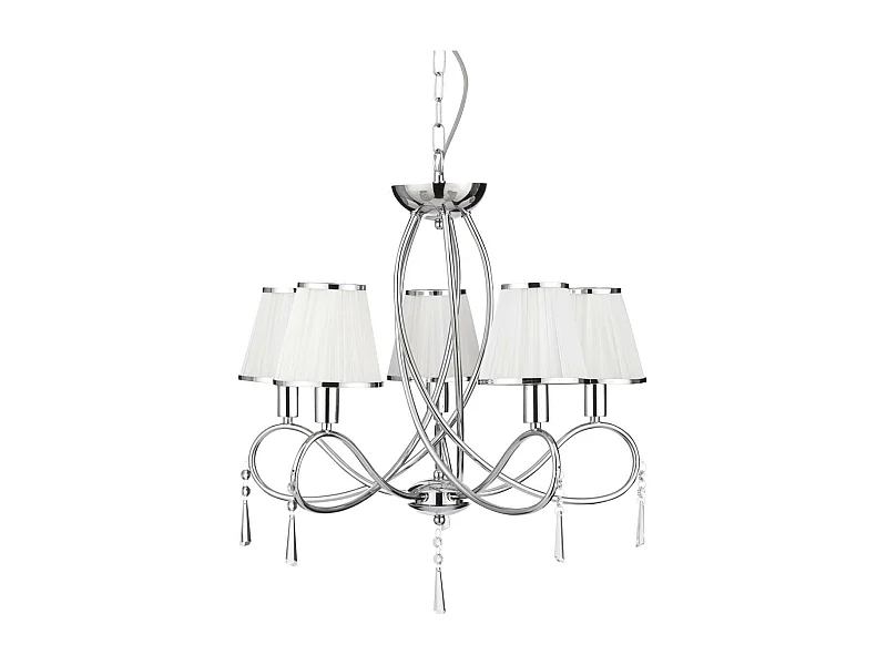 Searchlight Simplicity - Sospensione a soffitto a 5 luci multibraccio cromata, cristalli con paralumi, attacco E14