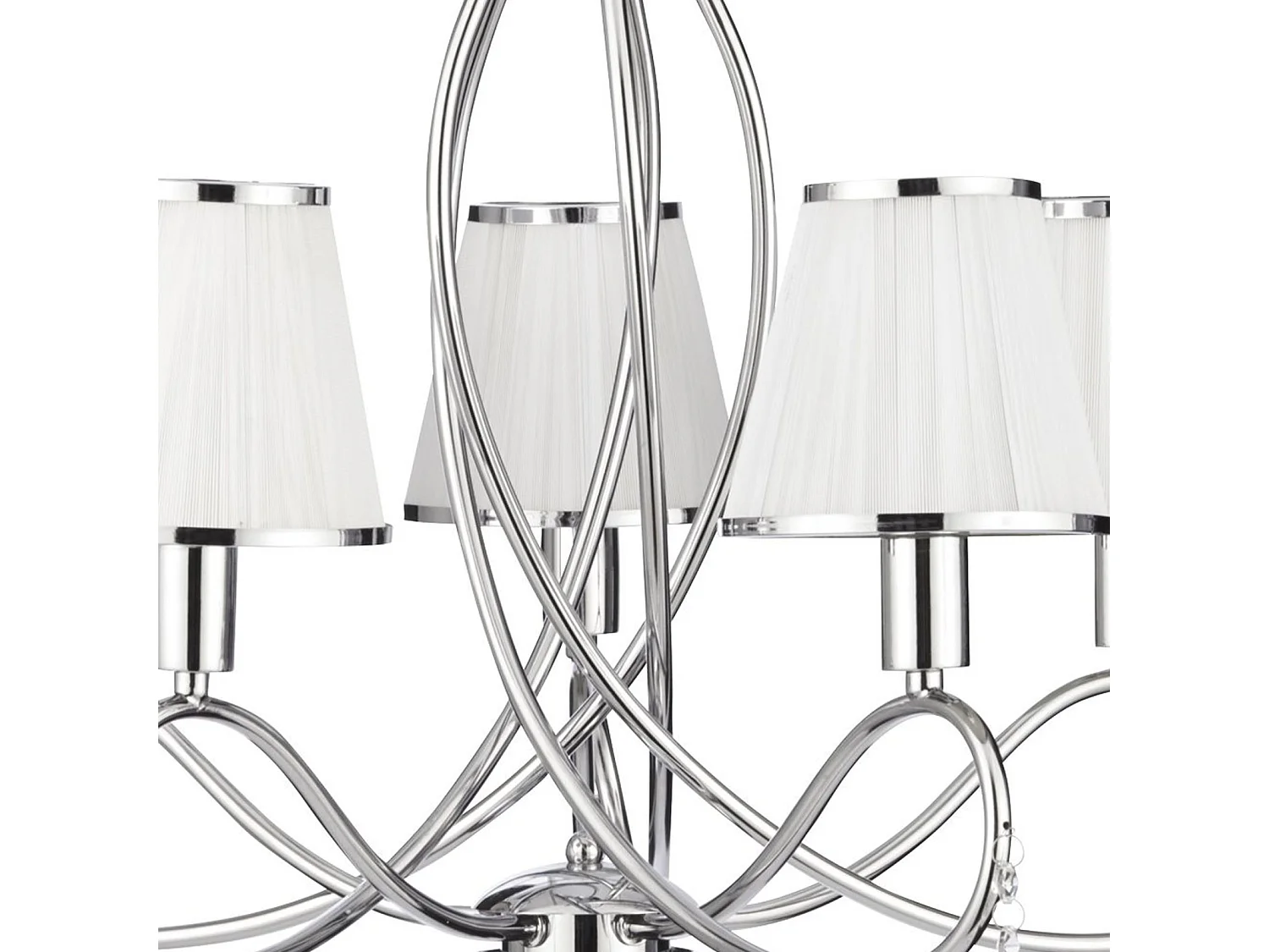 Searchlight Simplicity - Sospensione a soffitto a 5 luci multibraccio cromata, cristalli con paralumi, attacco E14