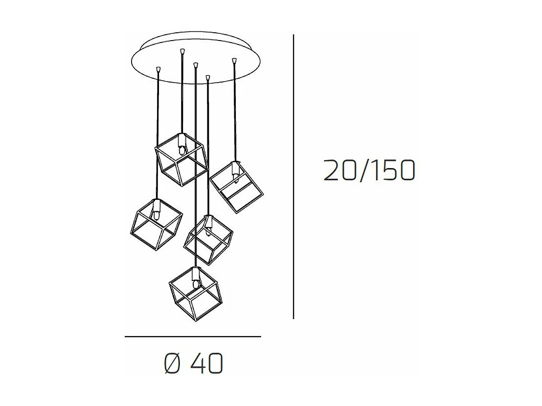 Sospensione Moderna Frame Metallo Cromo 5 Luci G9