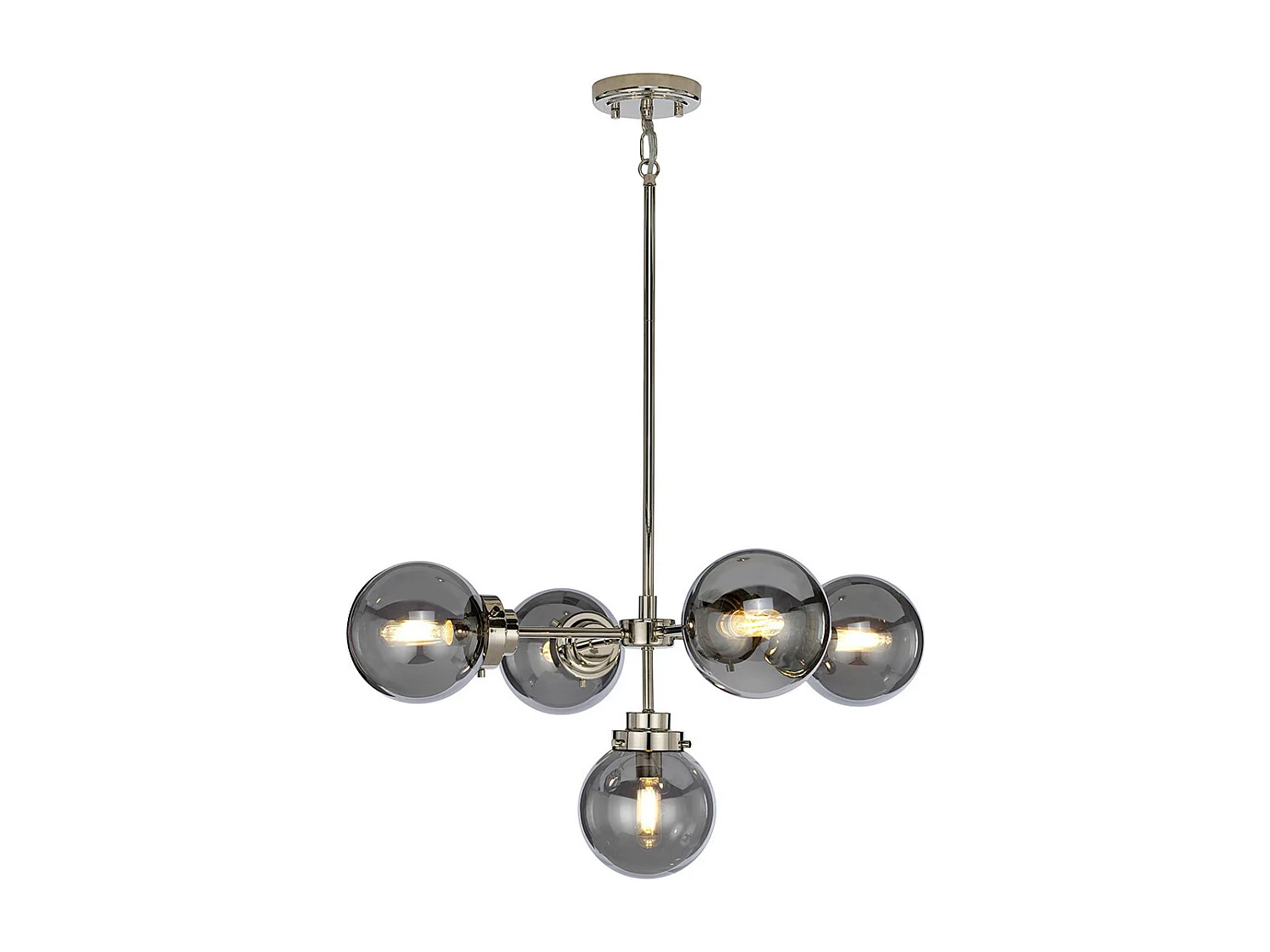 Lampadario a 5 luci Elstead Kula, nichel lucido, E14