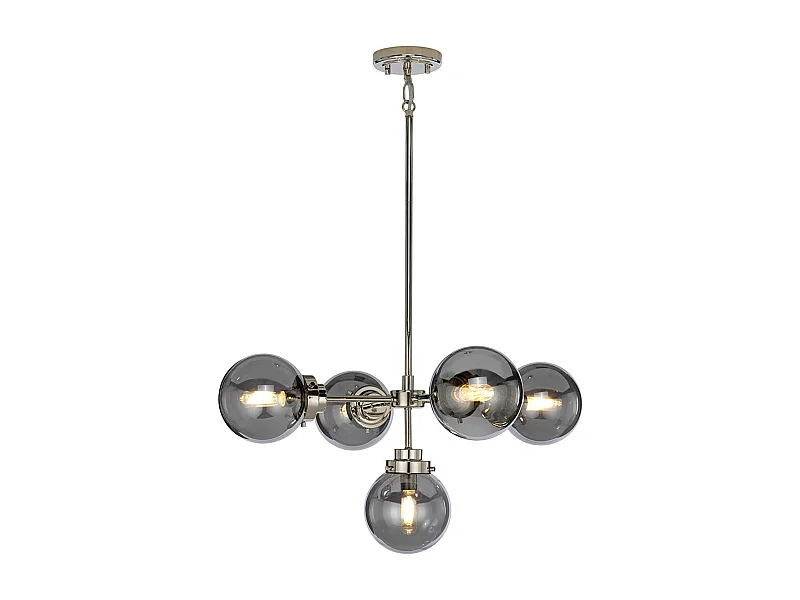 Lampadario a 5 luci Elstead Kula, nichel lucido, E14