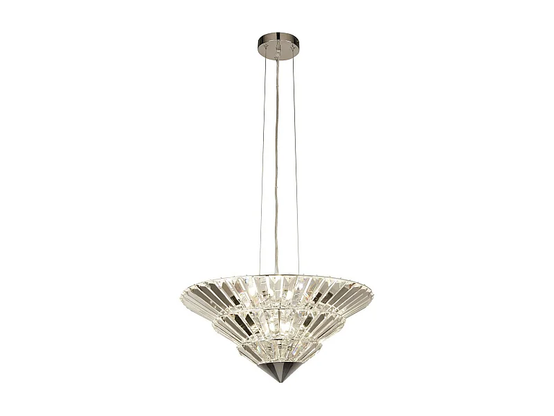 Searchlicht Savannah 8-flammige Pendelleuchte aus flächenbündigem Chrom, klarem Kristall