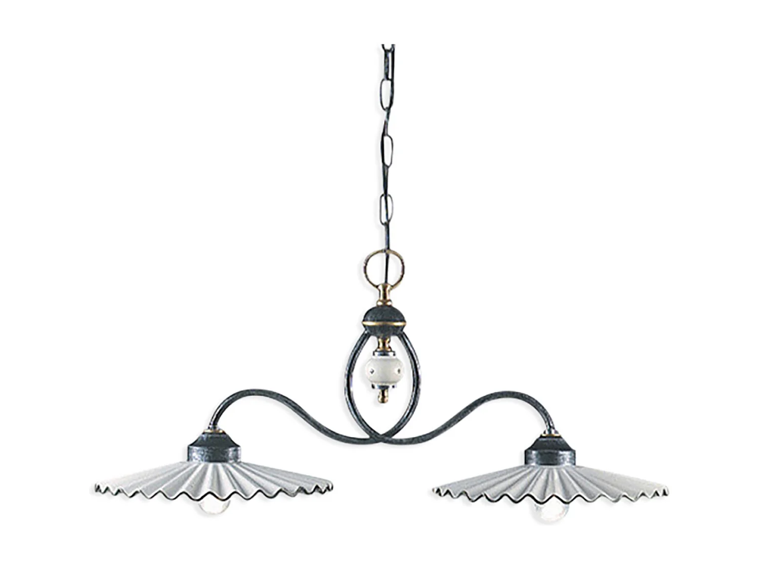 Lampadario Classico L'Aquila Metallo Ceramica Nero Sfumato Rame 31Cm 2 Luci E27