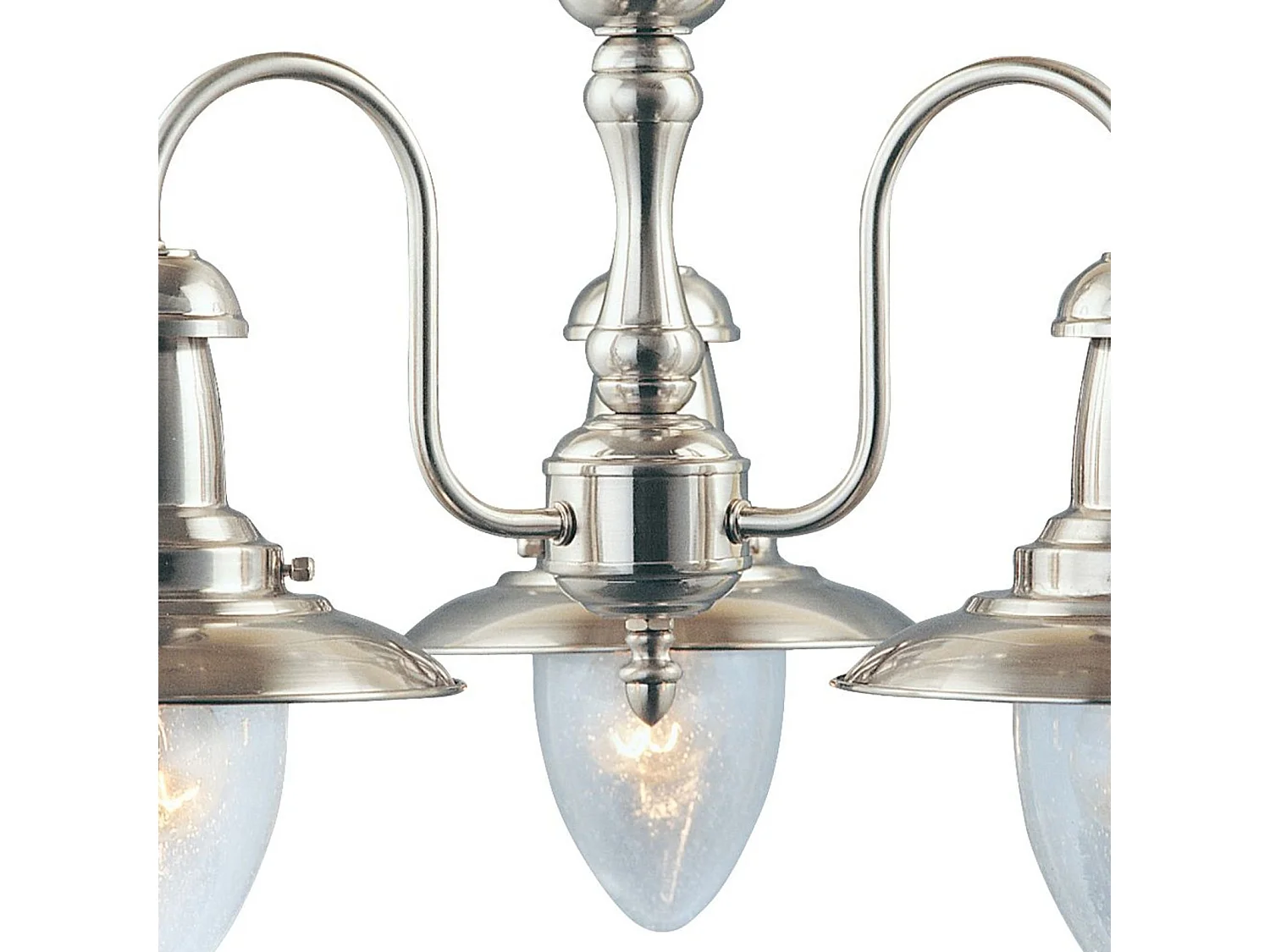 Searchlight Fisherman - Pendente a soffitto a 3 luci multibraccio argento satinato, vetro seminato, attacco E27