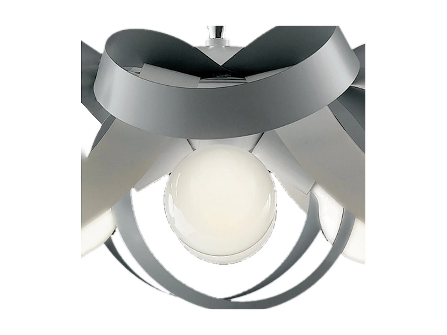 Primula Suspension en fer laqué blanc et gris avec câble acier orientable 4 lumières 138 d.66 BL145-4-BG