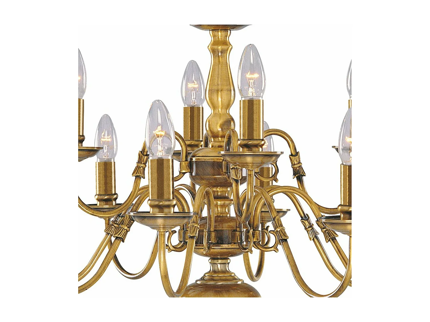 Searchlight Flemish - Lampadario a 12 luci con finitura in ottone anticato, attacco E14