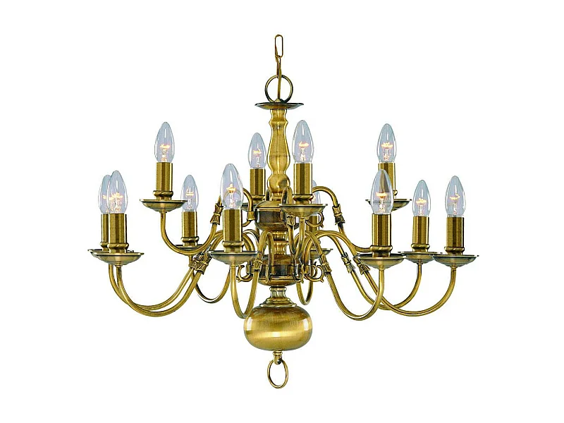 Searchlight Flemish - Lampadario a 12 luci con finitura in ottone anticato, attacco E14