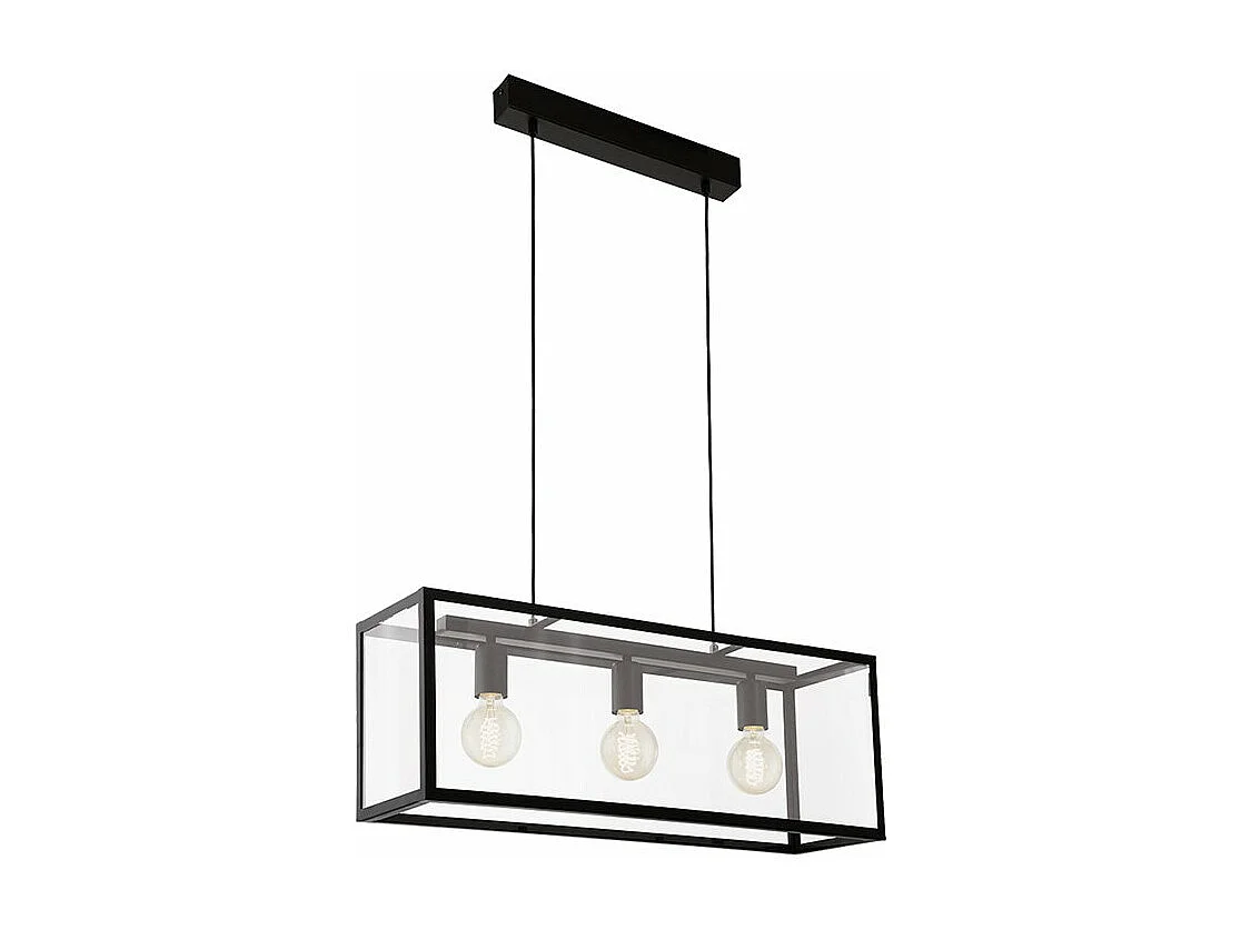 Lampadario Industrial Charterhouse 3 Luci Acciaio Nero