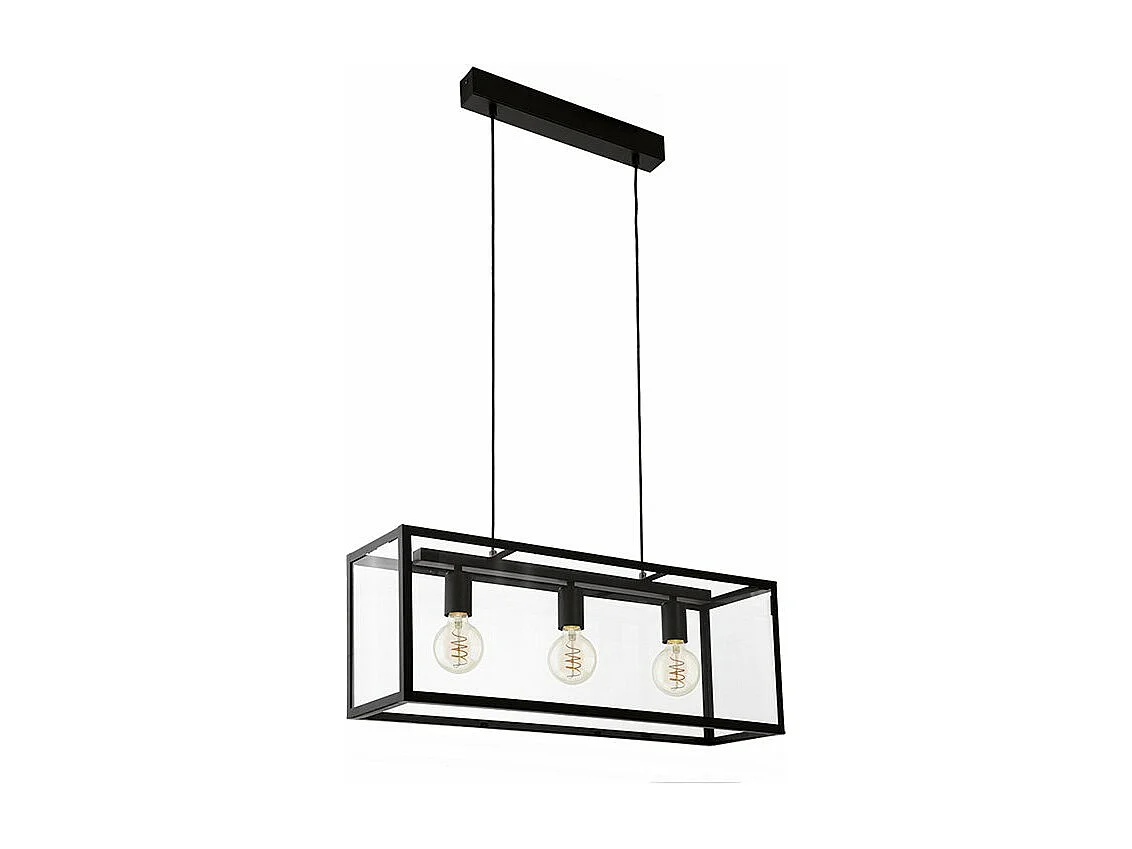 Lampadario Industrial Charterhouse 3 Luci Acciaio Nero