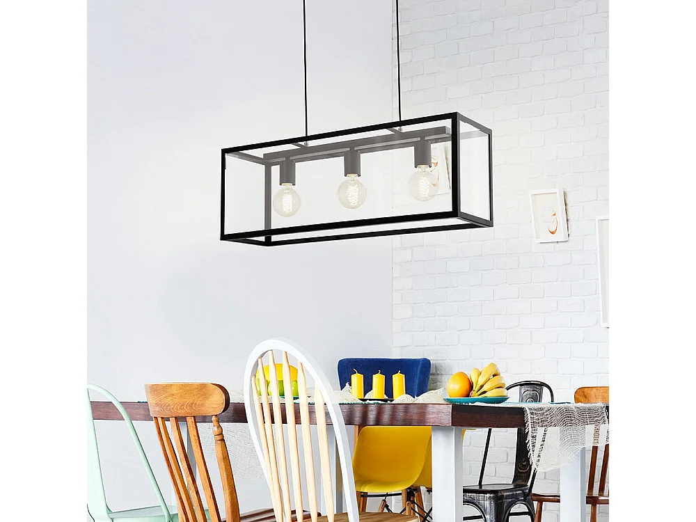 Lampadario Industrial Charterhouse 3 Luci Acciaio Nero