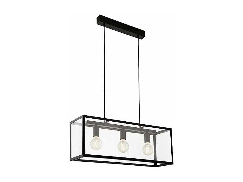 Lampadario Industrial Charterhouse 3 Luci Acciaio Nero