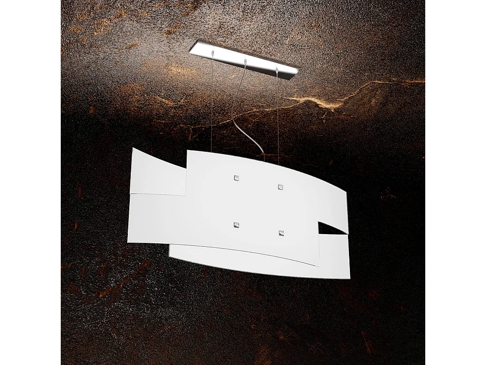 Sospensione Moderna Tetris Metallo Bianco Vetro 2 Luci E27