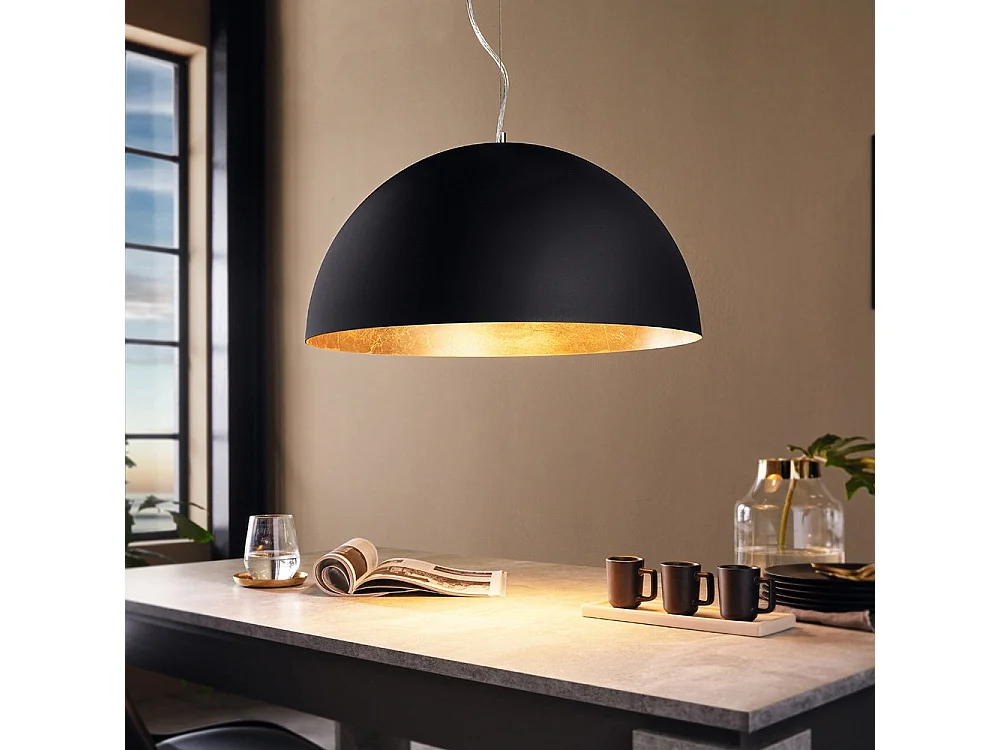 Lampadario Contemporaneo Gaetano 1 Luce Acciaio Nero E Oro