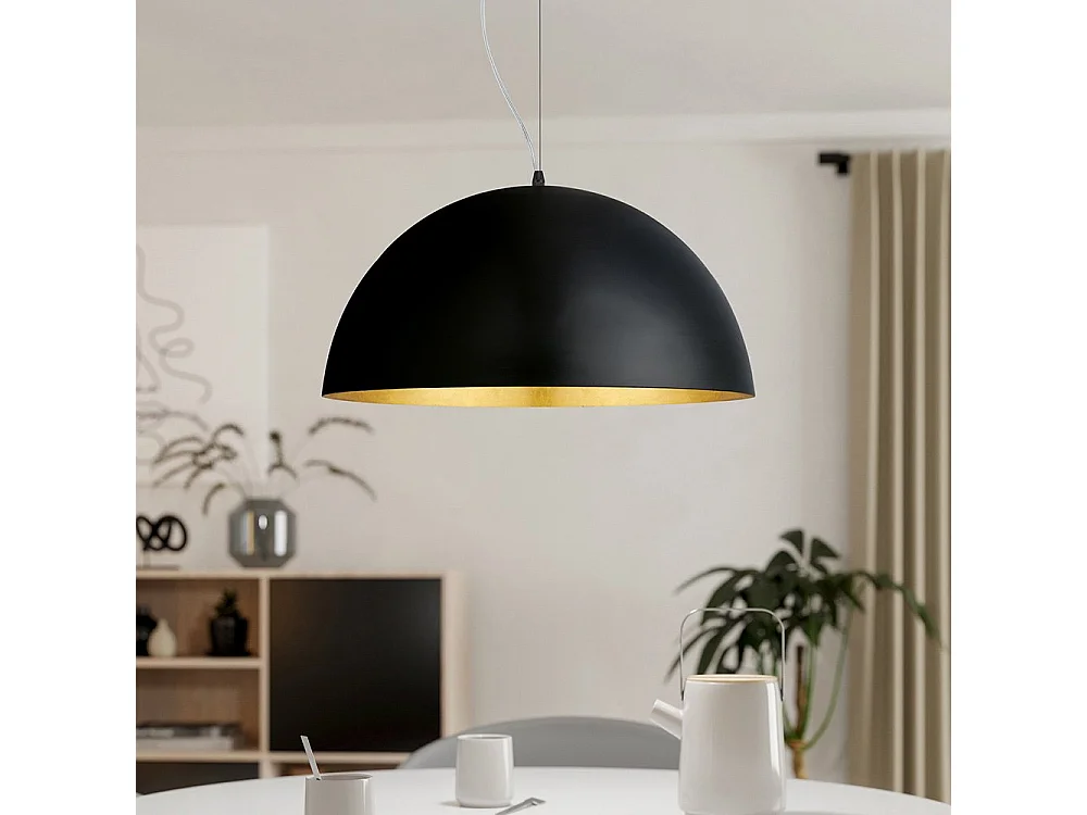 Lampadario Contemporaneo Gaetano 1 Luce Acciaio Nero E Oro