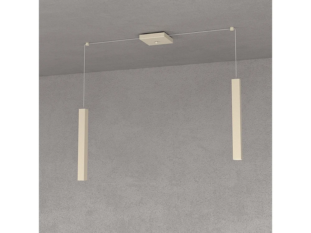 Square Tube Sospensione 2 Luci Sabbia Cavo Cm.250 Con Base