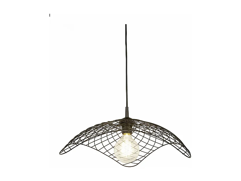 Sospensione Industrial-Nordico Parachute Acciaio Nero 1 Luce E27