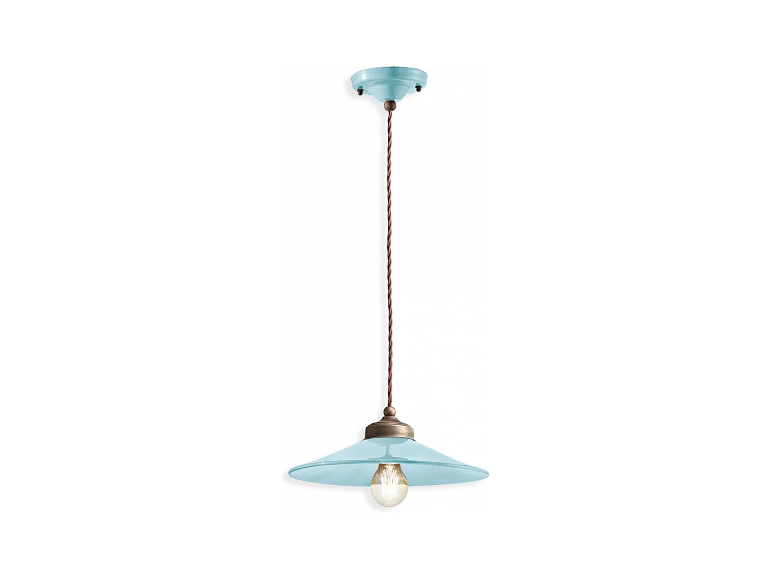 Lampadario Vintage Colors Ferro E Ceramica Azzurro 1 Luce E27 30Cm