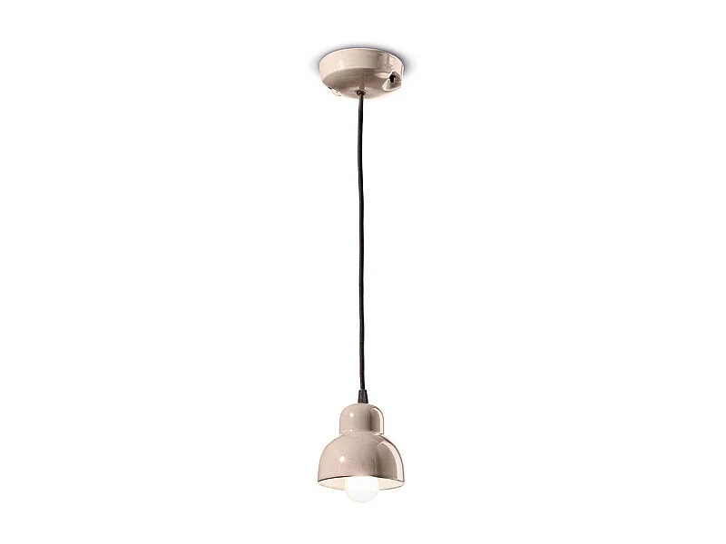 Lampadario Vintage Decò Berimbau Ceramica Grigio Sabbia 1 Luce E14