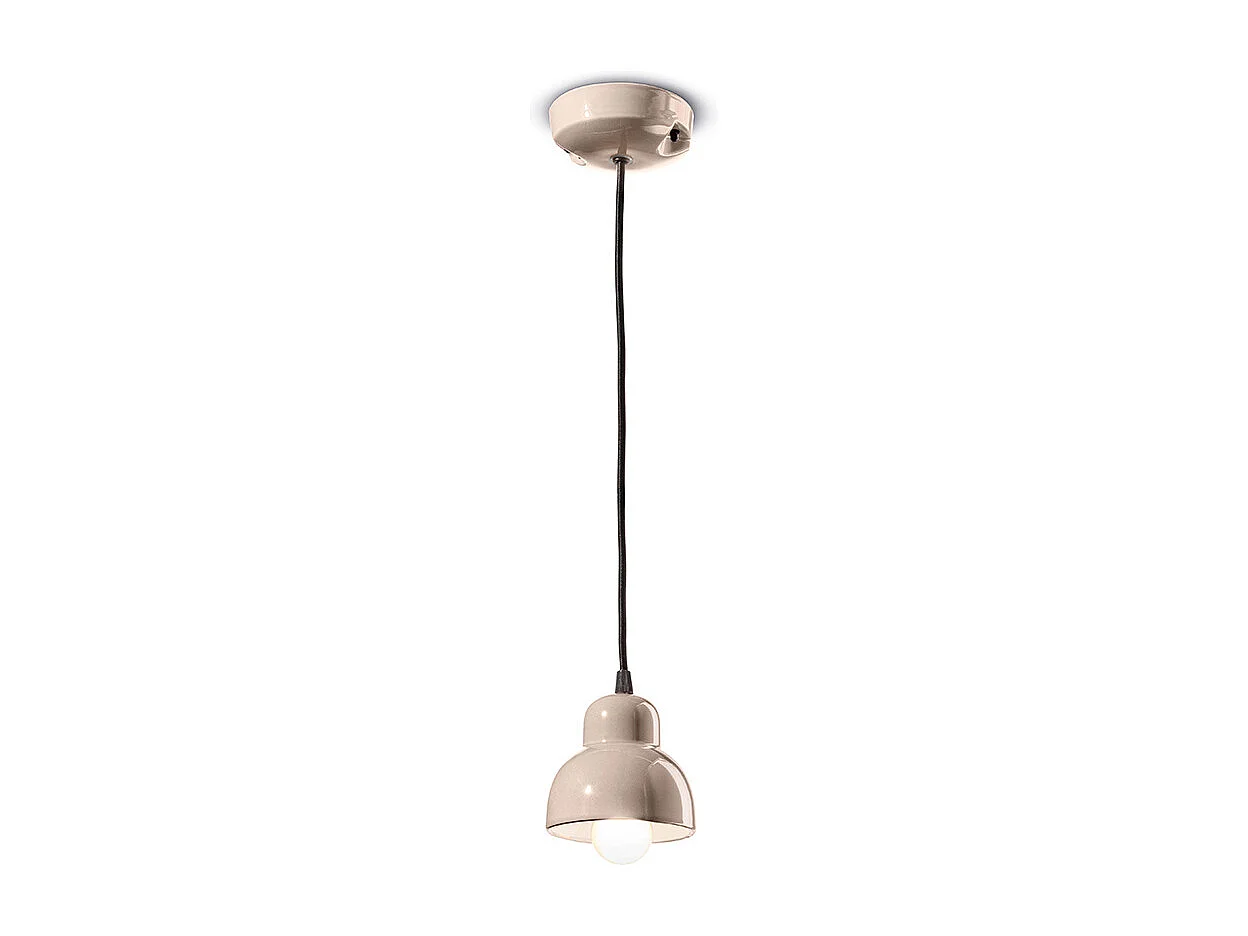 Lampadario Vintage Decò Berimbau Ceramica Grigio Sabbia 1 Luce E14