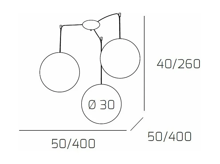 Sospensione Contemporanea Moon Metallo Cromo Vetro Bianco 3 Luci E27 D.30Cm