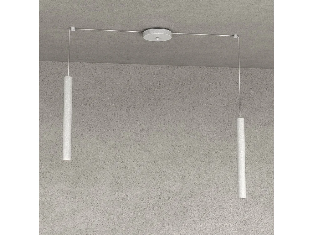 Round Tube Sospensione 2 Luci Grigio Cavo Cm.250 Con Base