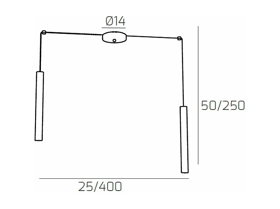 Round Tube Sospensione 2 Luci Grigio Cavo Cm.250 Con Base