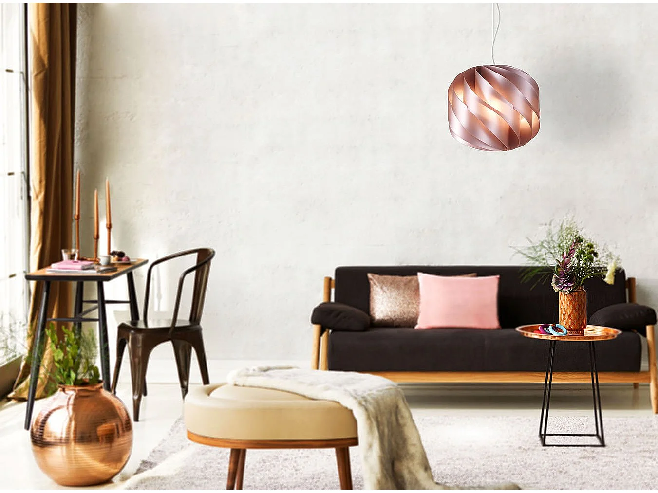 Sospensione Moderna Globe Polilux ® Pink Metal E Metallo Cromo 1 Luce E27 D40Cm