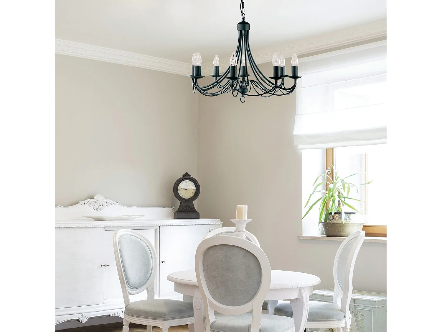 Searchlicht Maypole - 8 licht Kronleuchter Black Finish, E14