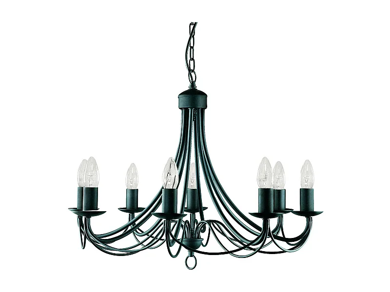 Searchlight Maypole - Lampadario a 8 Luci Finitura Nera, E14