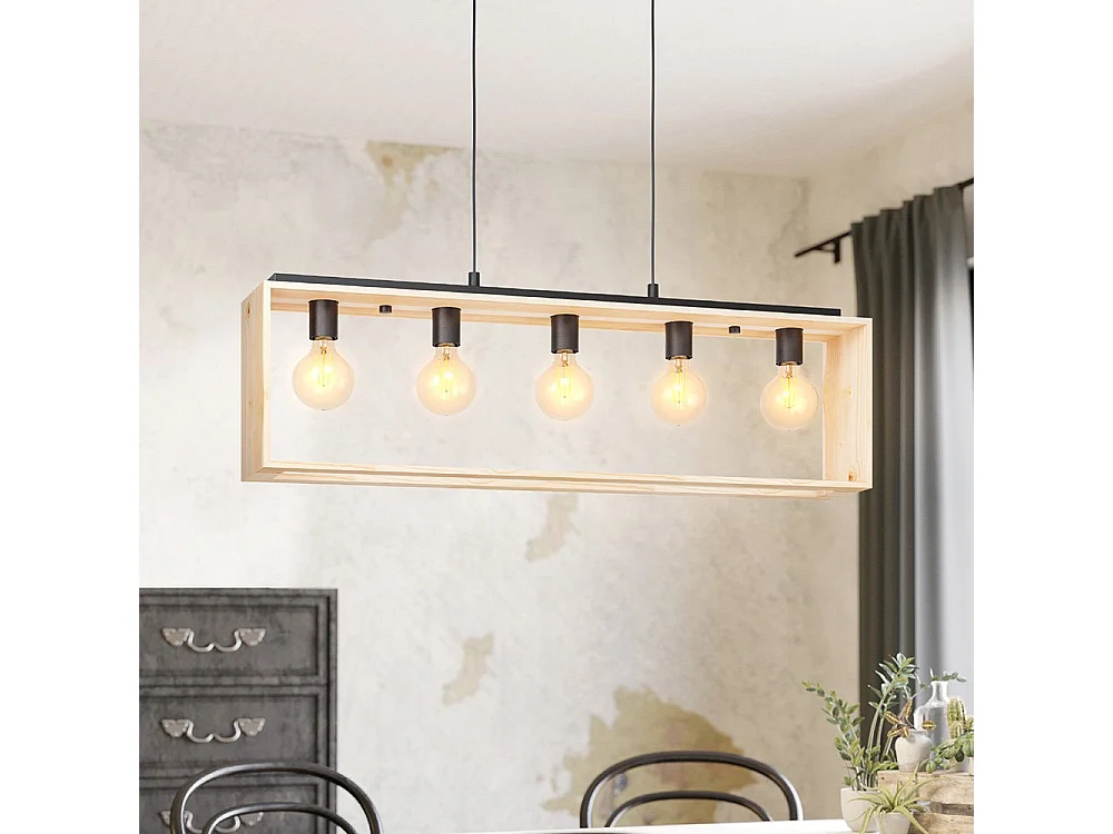 Lampadario Industrial Famborough 5 Luci Metallo Nero