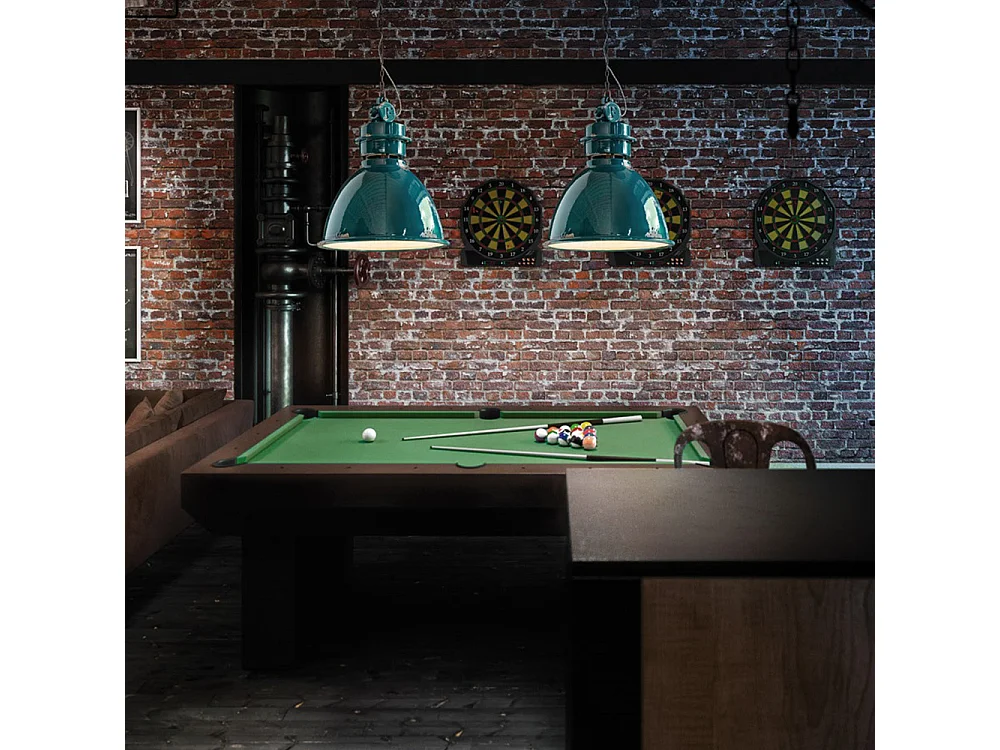 Lampadario Industrial Ferro E Ceramica Vintage Verde 1 Luce E27 50Cm