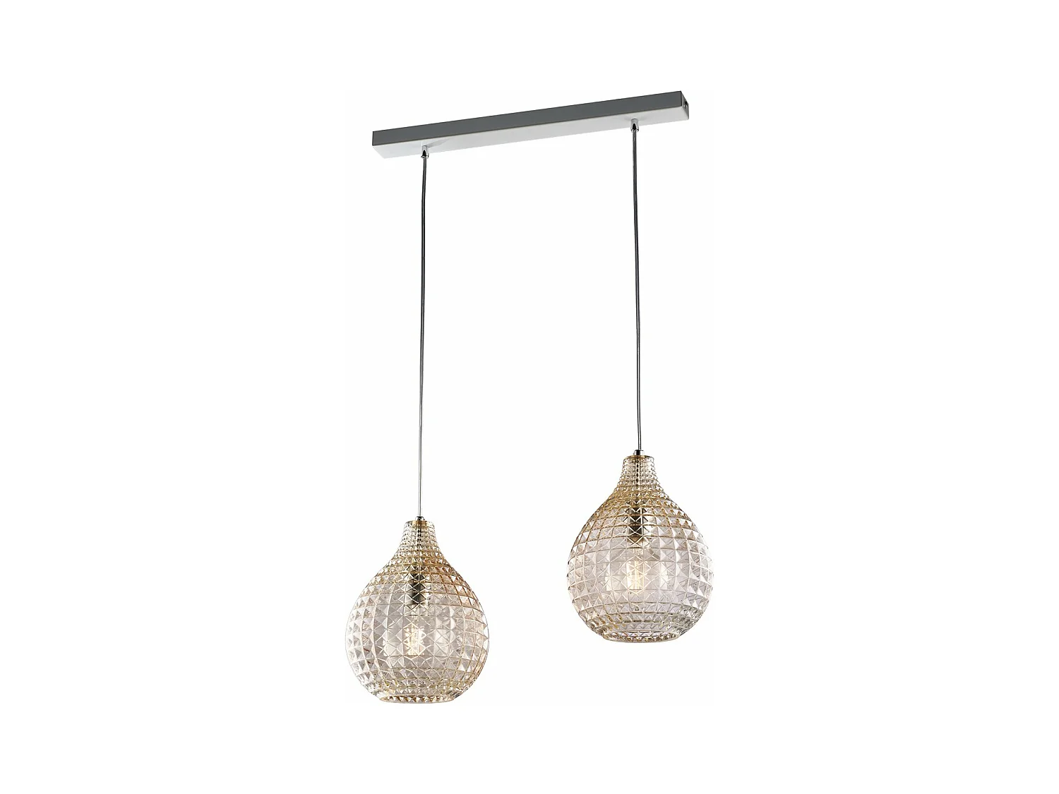 Diamante Schiene Weiß/Chrom, 2x G9, Glas amber Kristalleffekt, L57x21 cm – BL300-BIN2-AM