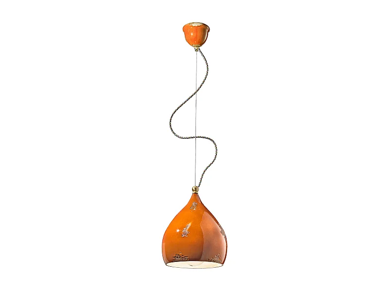 Lampadario Vintage Vague Vintage Ferro E Ceramica Arancio 1 Luce E27
