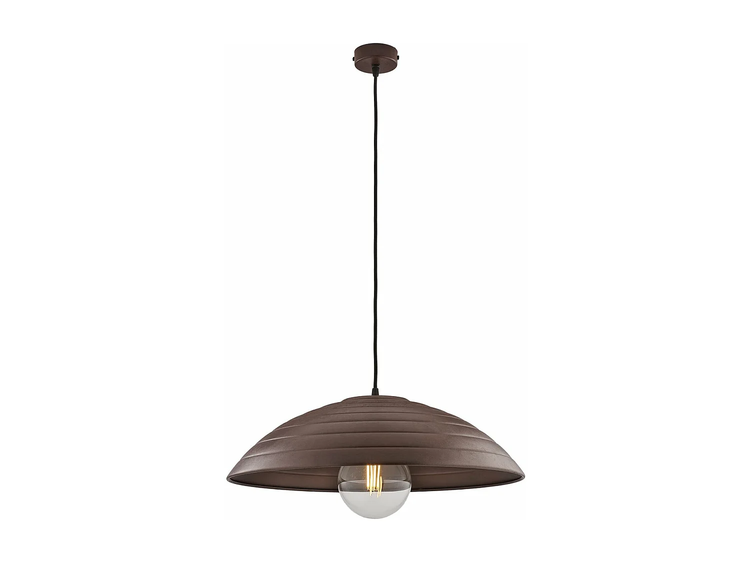Suspension Expéditeur d.50 cm, fer noir, déco rouille, câble tissu orientable, 1 lumière, parfait pour déco loft