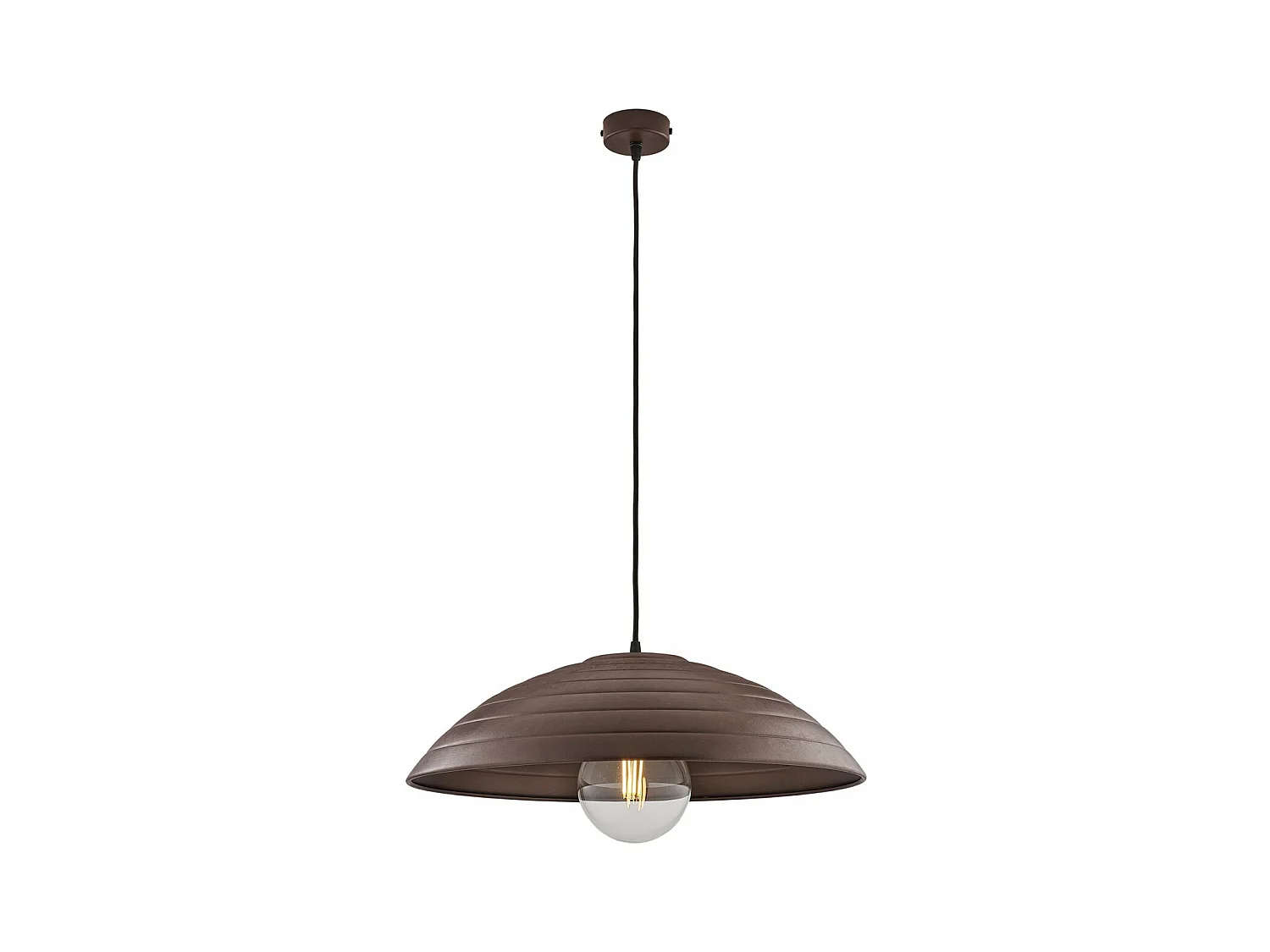 Suspension Expéditeur d.50 cm, fer noir, déco rouille, câble tissu orientable, 1 lumière, parfait pour déco loft