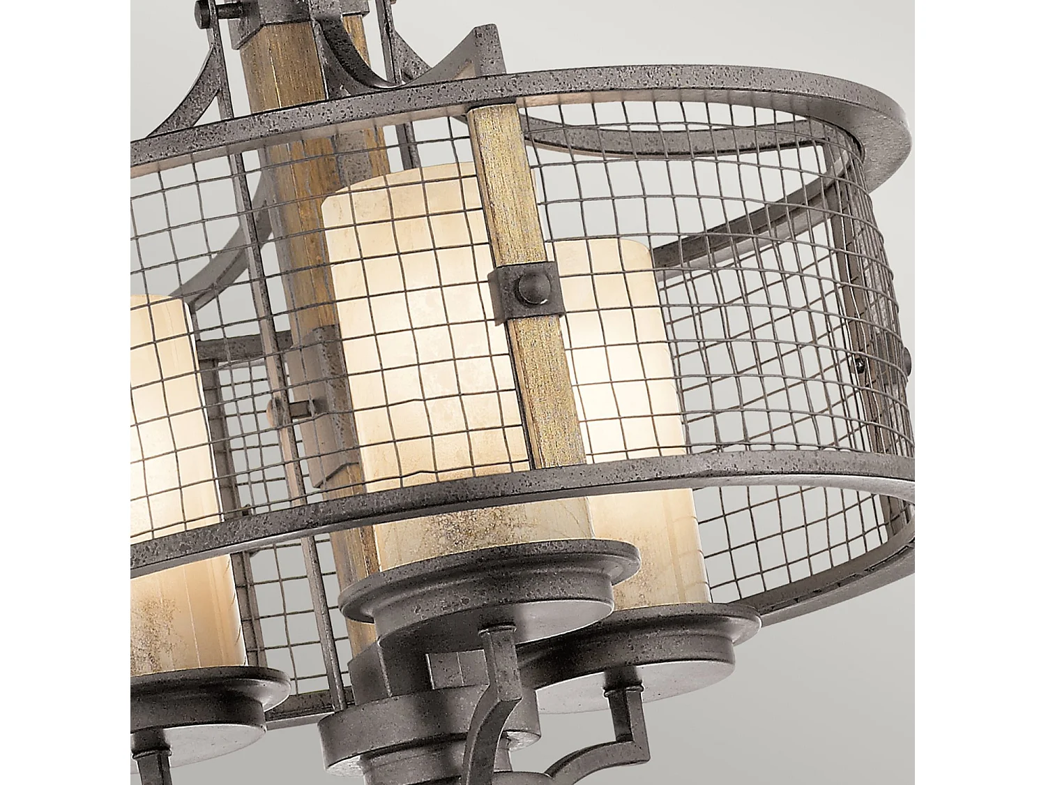 Elstead Ahrendale - Lampadario a sospensione a 3 luci Light Mesh Iron, E27