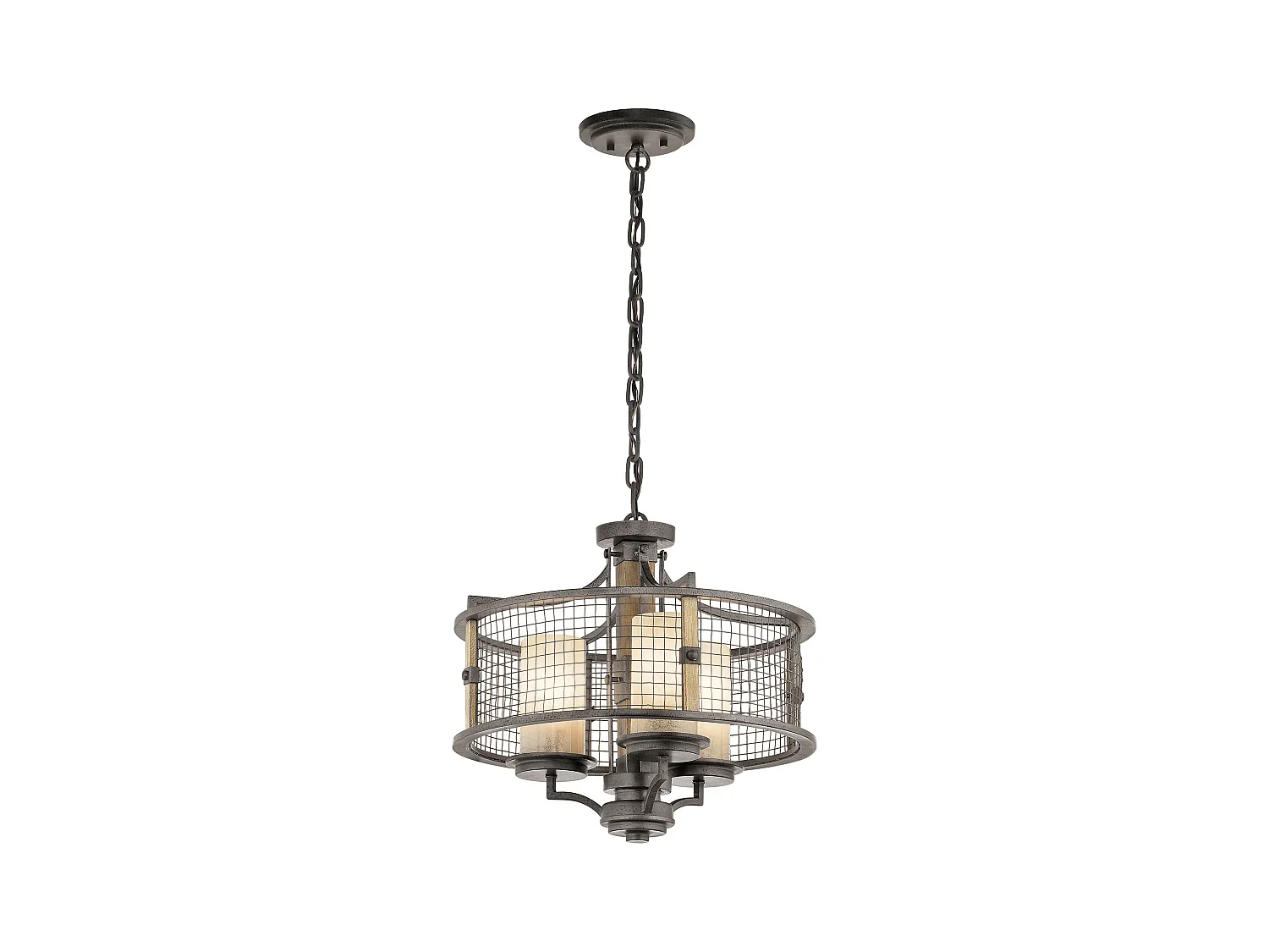 Elstead Ahrendale Lustre suspendu à 3 lampes, fer à mailles, E27