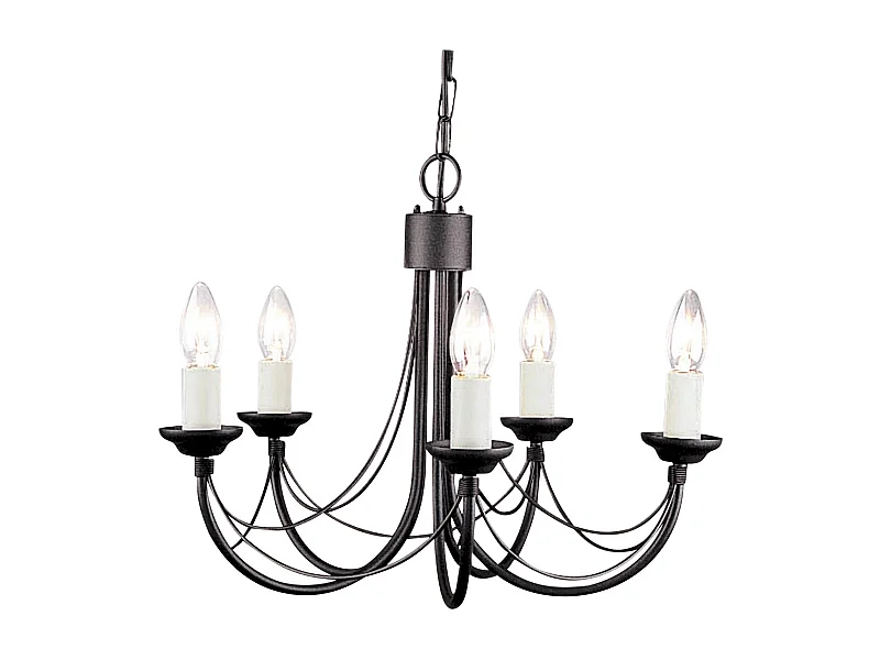 Elstead Carisbrooke 5 ljus ljuskrona svart finish, E14