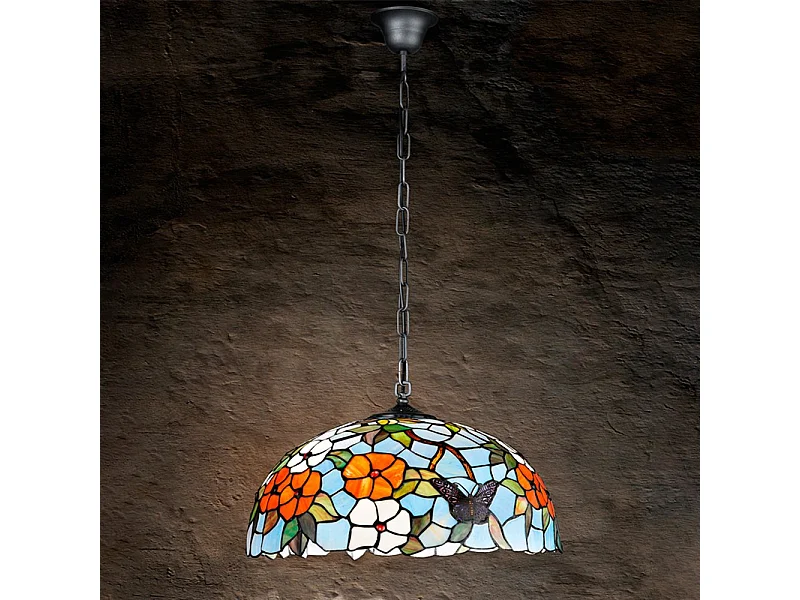 Sospensione Tiffany Vetro Multicolor 1 Luce E27