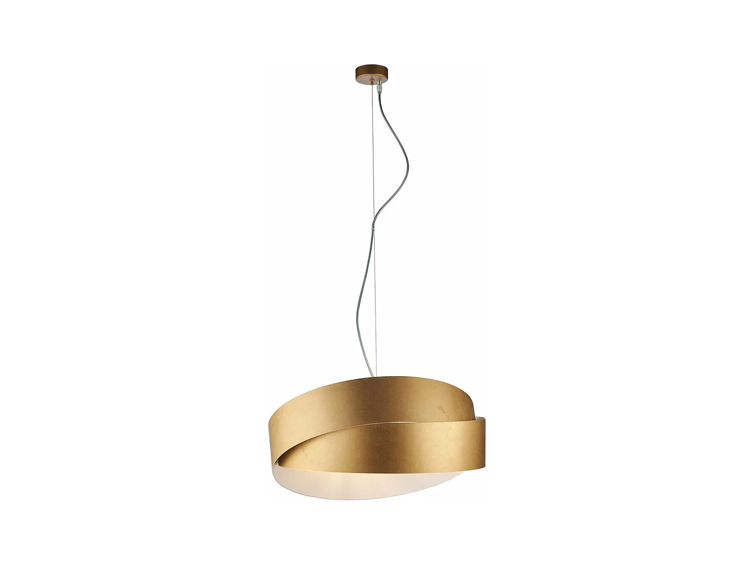Astro Suspension en fer laqué blanc décor or antique et câble en acier réglable 2 lumières 122 d.46 BL207-2-BOR