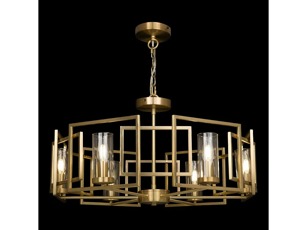 Bowi Lampada a Sospensione Cilindrica da Soffitto Oro, 6 Luci, E14